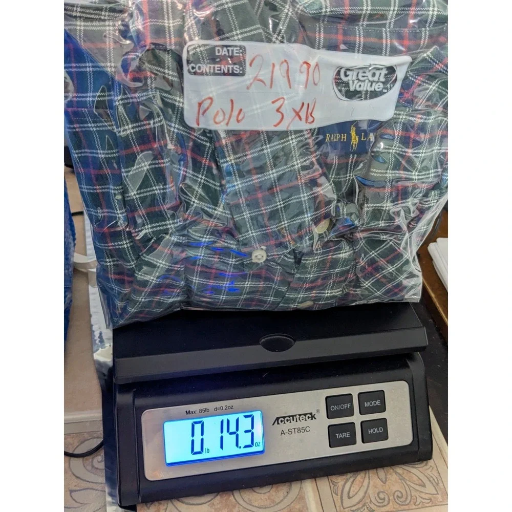 POLO Ralph Lauren Big‎ Men 3XB Blue Green Plaid Long Sleeve Button Shirt